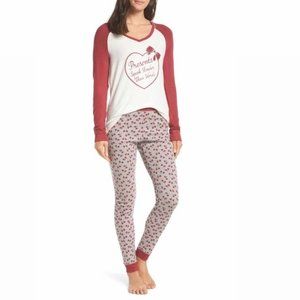 Make+Model Pajama Set Holiday Burgundy Berry Presents Christmas Size L NWT